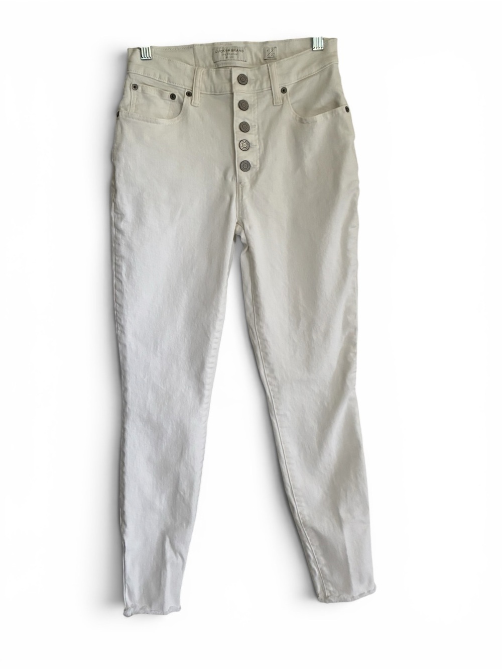 Lucky Brand Button Fly Indie Sleaze Coastal Bohochic White Skinny Jeans Sz 4
